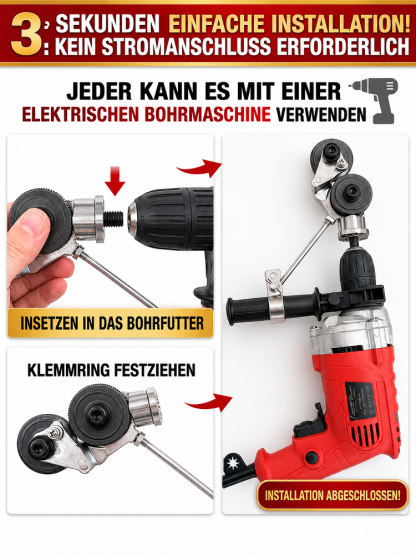 Blechschneider für Bohrmaschine。Verwandle deine alte Bohrmaschine in eine Profi-Schneidemaschine – für den Preis eines Mittagessens