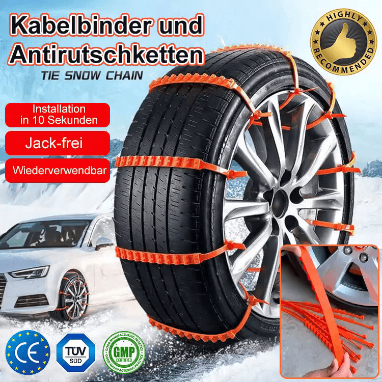 Kabelbinder-ähnliche Autoreifen-Rutschfestheitsbänder – Manuelle Befestigung, für alle Straßenarten geeignet