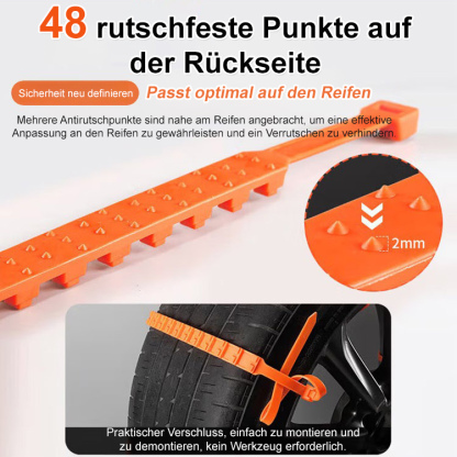 Kabelbinder-ähnliche Autoreifen-Rutschfestheitsbänder – Manuelle Befestigung, für alle Straßenarten geeignet