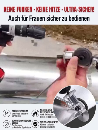 Blechschneider für Bohrmaschine。Verwandle deine alte Bohrmaschine in eine Profi-Schneidemaschine – für den Preis eines Mittagessens
