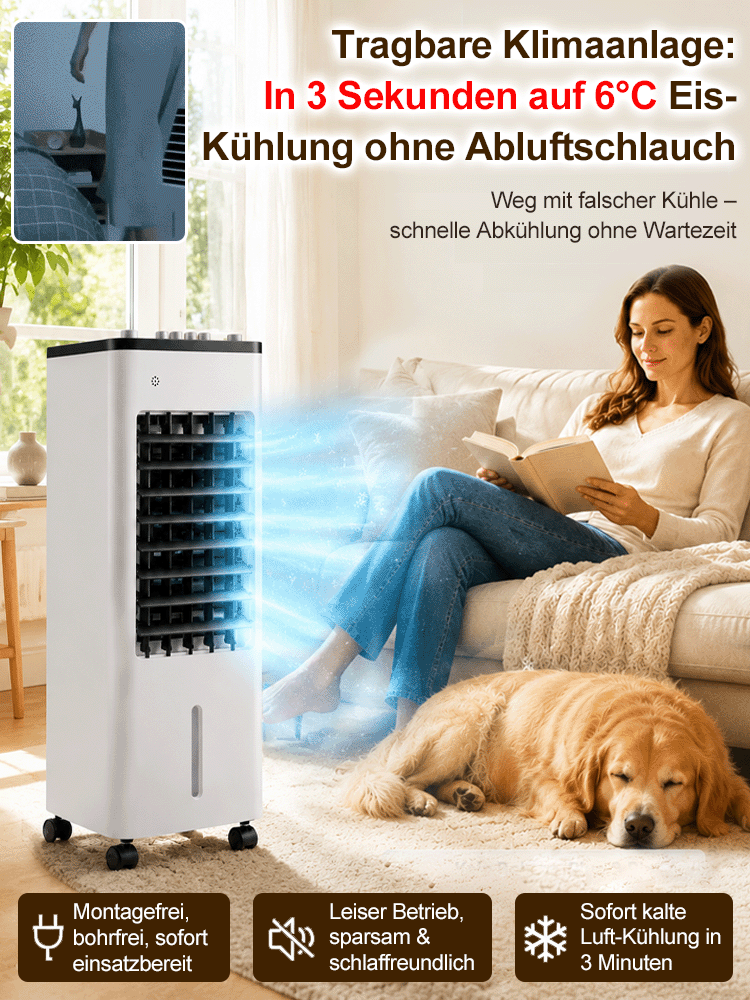 【🥶 KÜHLER ALS EINE KLIMAANLAGE】Tragbare Klimaanlage: In 3 Sekunden auf 6℃ Eis-Kühlung ohne Abluftschlauch