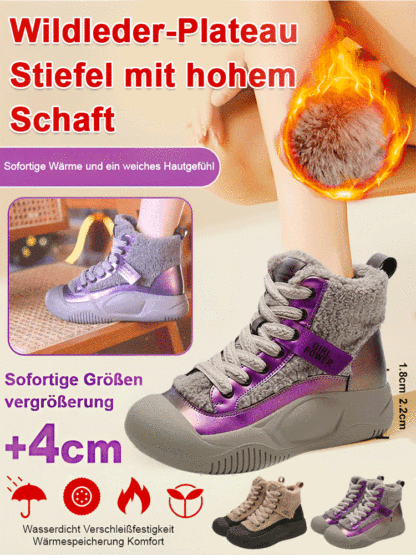 Wildleder High-Top Plateau-Stiefel