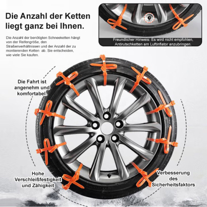 Kabelbinder-ähnliche Autoreifen-Rutschfestheitsbänder – Manuelle Befestigung, für alle Straßenarten geeignet