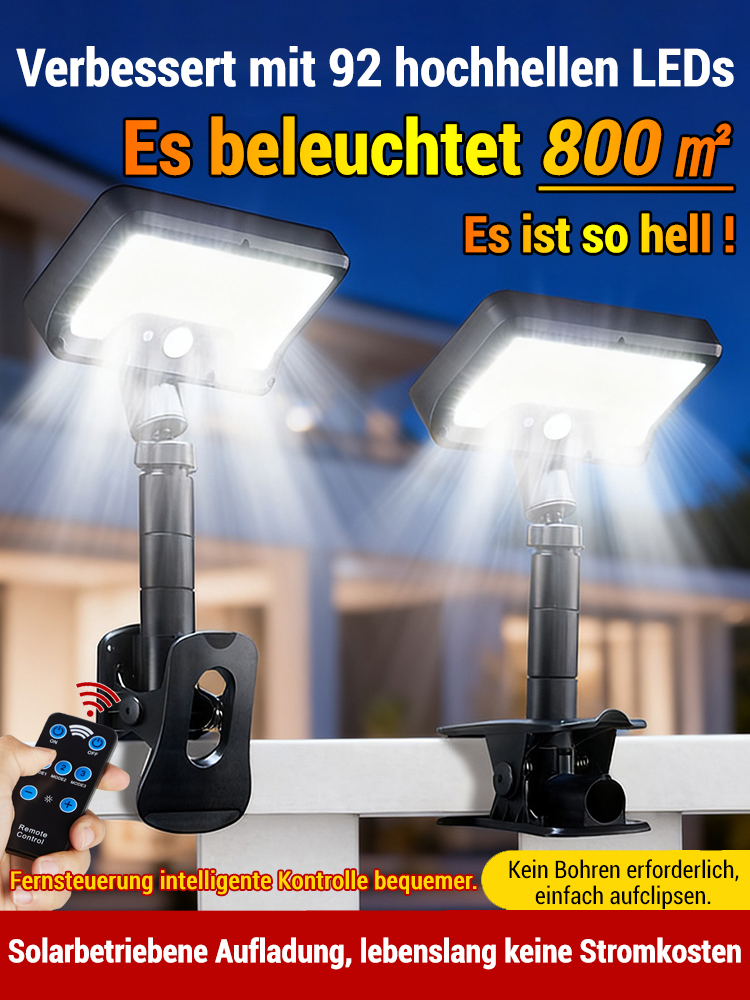 Intelligente Solar-Klemmlampe mit Bewegungsmelder