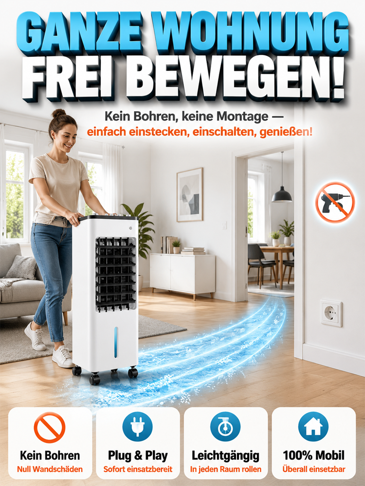 【🥶 KÜHLER ALS EINE KLIMAANLAGE】Tragbare Klimaanlage: In 3 Sekunden auf 6℃ Eis-Kühlung ohne Abluftschlauch