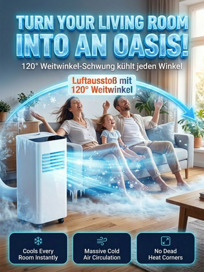 Mobile Klimaanlage ohne Montage-Echte 16°C Abkühlung, ganz ohne Wanddurchbruch, ohne Handwerker und ohne Ärger! 🤩