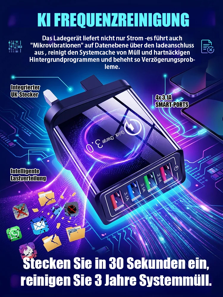 【Verbessern Sie die Akkulaufzeit Ihres Handys】Vierfacher Reise-Ladegerät