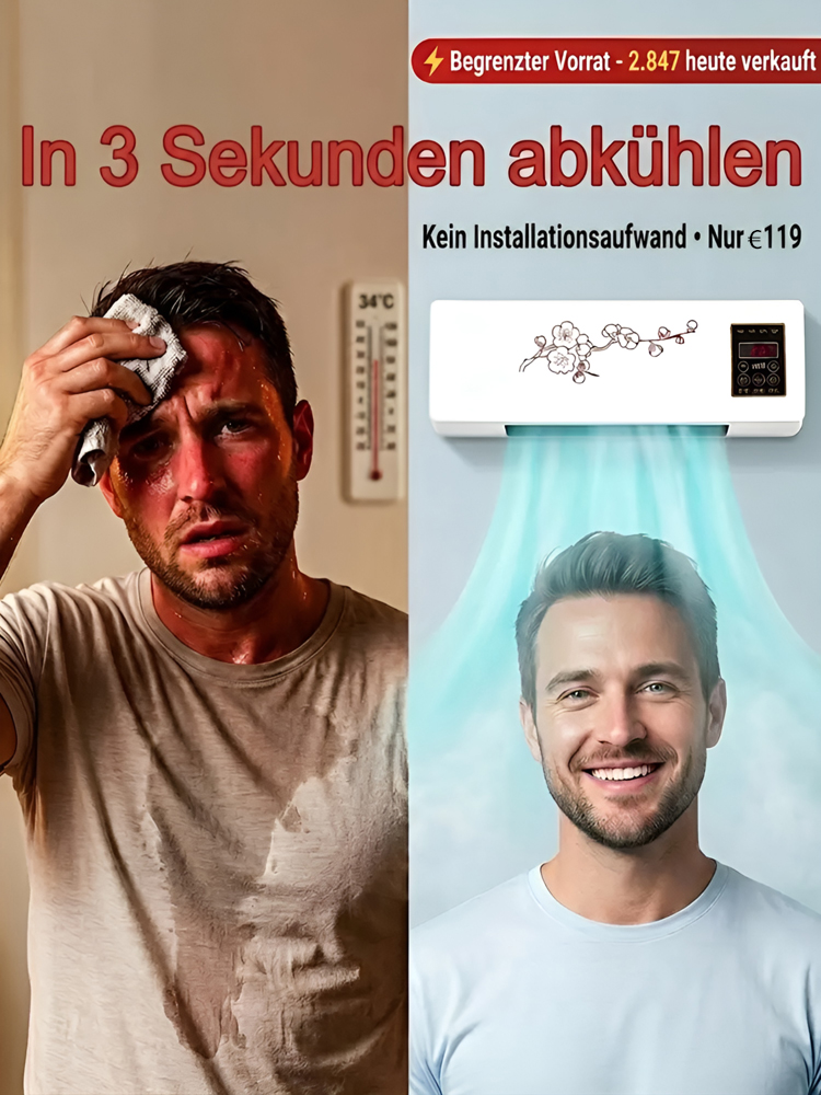 ❄️ Wand-Klimagerät – Kein Außengerät erforderlich 🏠 In 5 Minuten installiert - Ohne Bohren & Handwerker 🔥 Heizen & Kühlen in einem