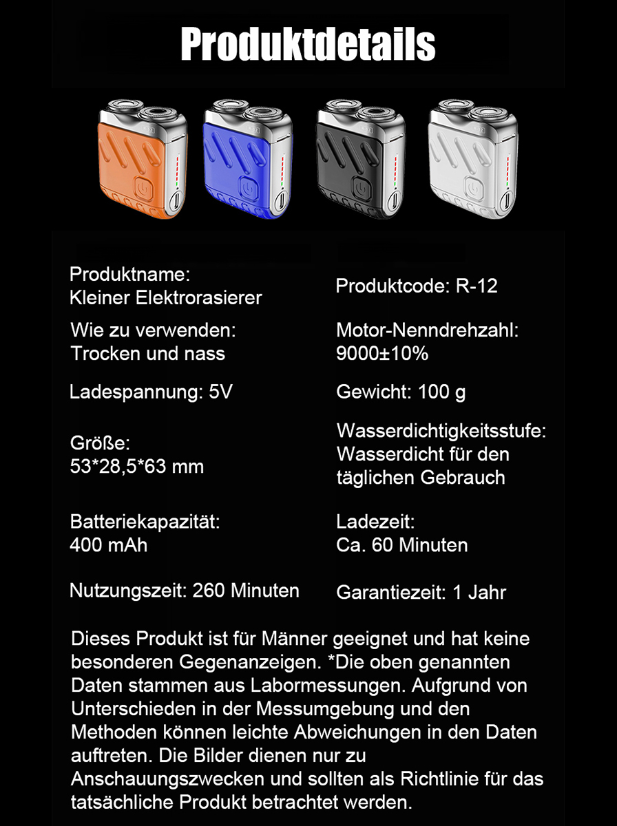 1 Sekunde – perfekt rasiert! Kein Schnitt, keine Verletzung – Perfekt für Bart, Achseln & Intimbereich ✨ Rotierender elektrischer Doppelklingen-Rasierer