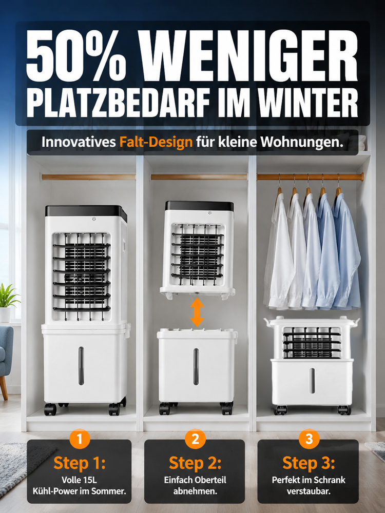 Mobile Eis-Klimaanlage mit 15L Doppel-Tank ❄️ 3-Sekunden Sofortkühlung auf 6°C | Kein Bohren, kein Schlauch, kein Kompressor
