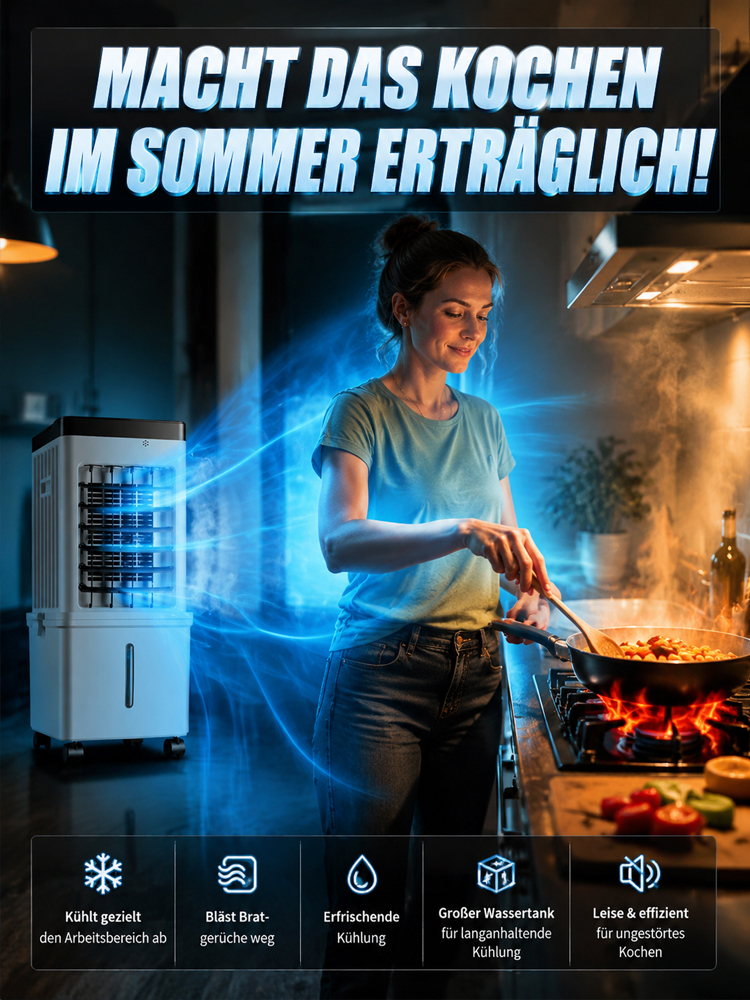 Mobile Eis-Klimaanlage mit 15L Doppel-Tank ❄️ 3-Sekunden Sofortkühlung auf 6°C | Kein Bohren, kein Schlauch, kein Kompressor