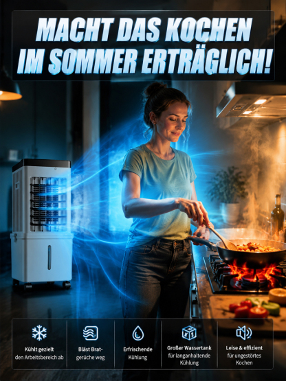 Mobile Eis-Klimaanlage mit 15L Doppel-Tank ❄️ 3-Sekunden Sofortkühlung auf 6°C | Kein Bohren, kein Schlauch, kein Kompressor