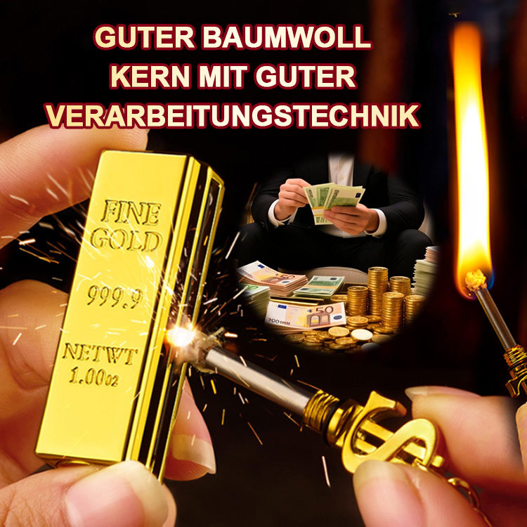 Kreativer Anhänger 📀Goldenes Feuerzeug fürs Leben – 100.000 Zündungen, wind- & wasserdicht!✨️