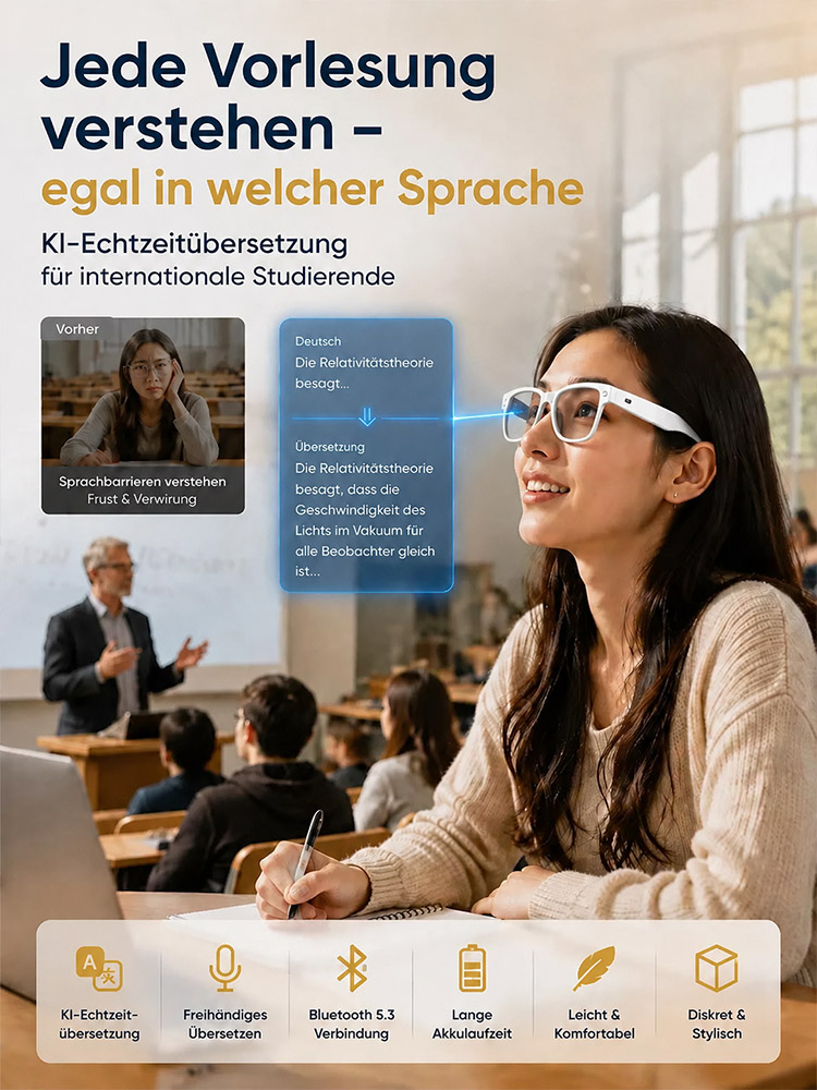 Intelligent anpassbare Farbwechsel-AI-Brille: Echtzeit-KI-Übersetzung, AR-Navigation & 4K-Kamera aus Kohlefaser
