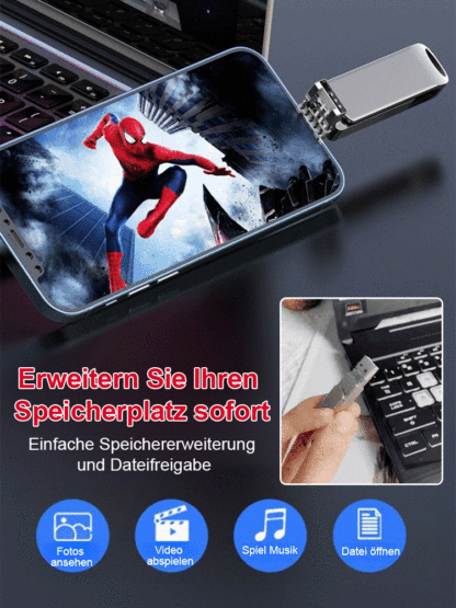 ⚡Militärstandard 64TB SSD |  550 MB/s | IP68 & AES-256 geschützt. 4-in-1 USB-Stick zur Speichererweiterung für Mobiltelefone