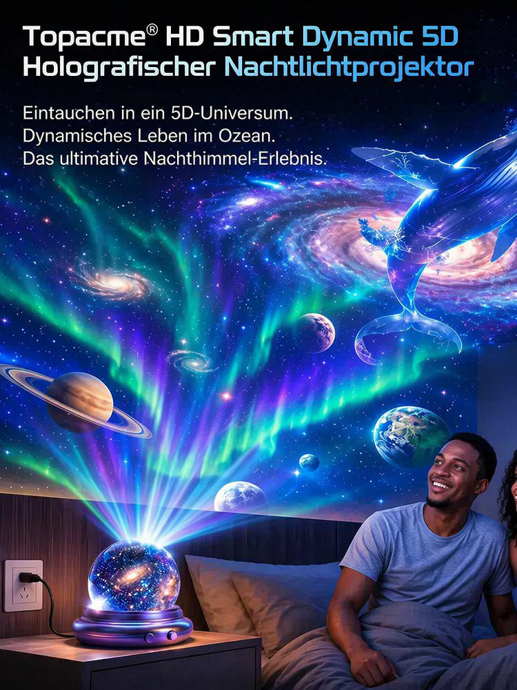 Topacme™ – Tiefsee & Sternen Hologramm-Projektor: Ultra-HD 5D-Projektionstechnik für dein Zuhause & Auto – in nur 1 Sekunde ein echtes Aquarium!