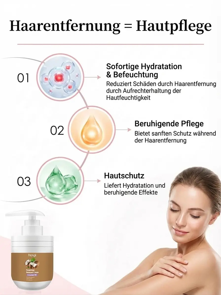  [Schmerzfreie Haarentfernung] Pflanzenextrakt-Kokosöl-Enthaarungscreme