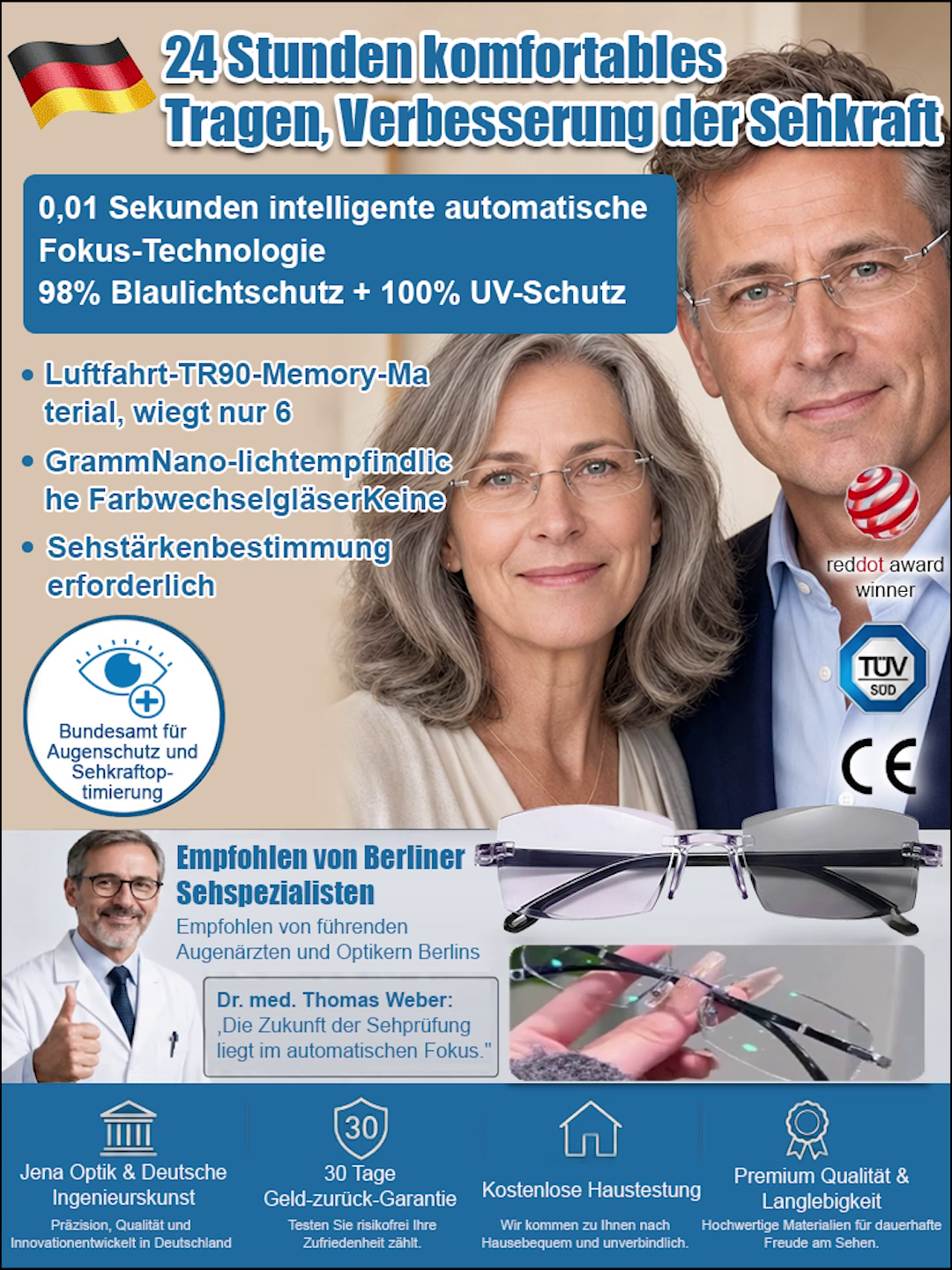 Jena Optik 2026: Auto-Fokus & Selbsttönende Titanbrille! 👋 Verabschieden Sie sich vom ständigen Brillenwechsel