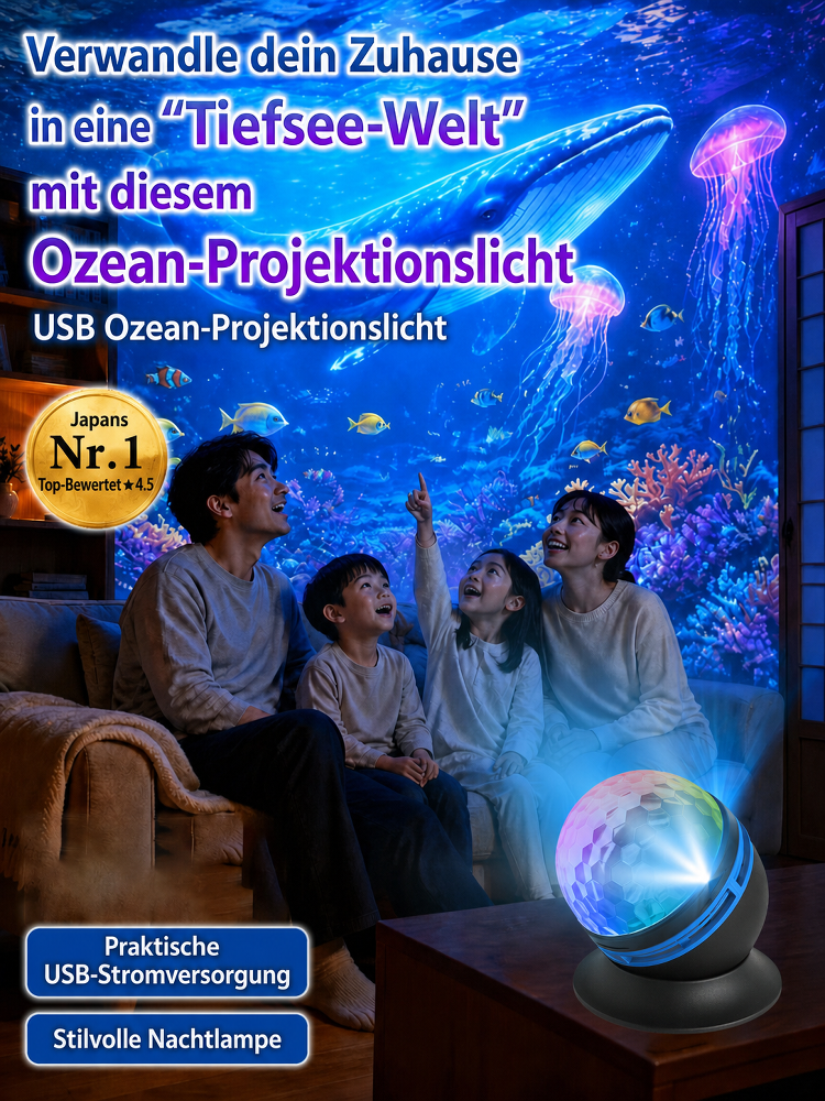 Topacme™ – Tiefsee & Sternen Hologramm-Projektor: Ultra-HD 5D-Projektionstechnik für dein Zuhause & Auto – in nur 1 Sekunde ein echtes Aquarium!