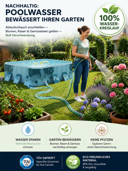 Kein Aufpumpen nötig! Faltbarer Extra-Großer Pool: In 10 Sekunden wird dein Garten zum Wasserpark!