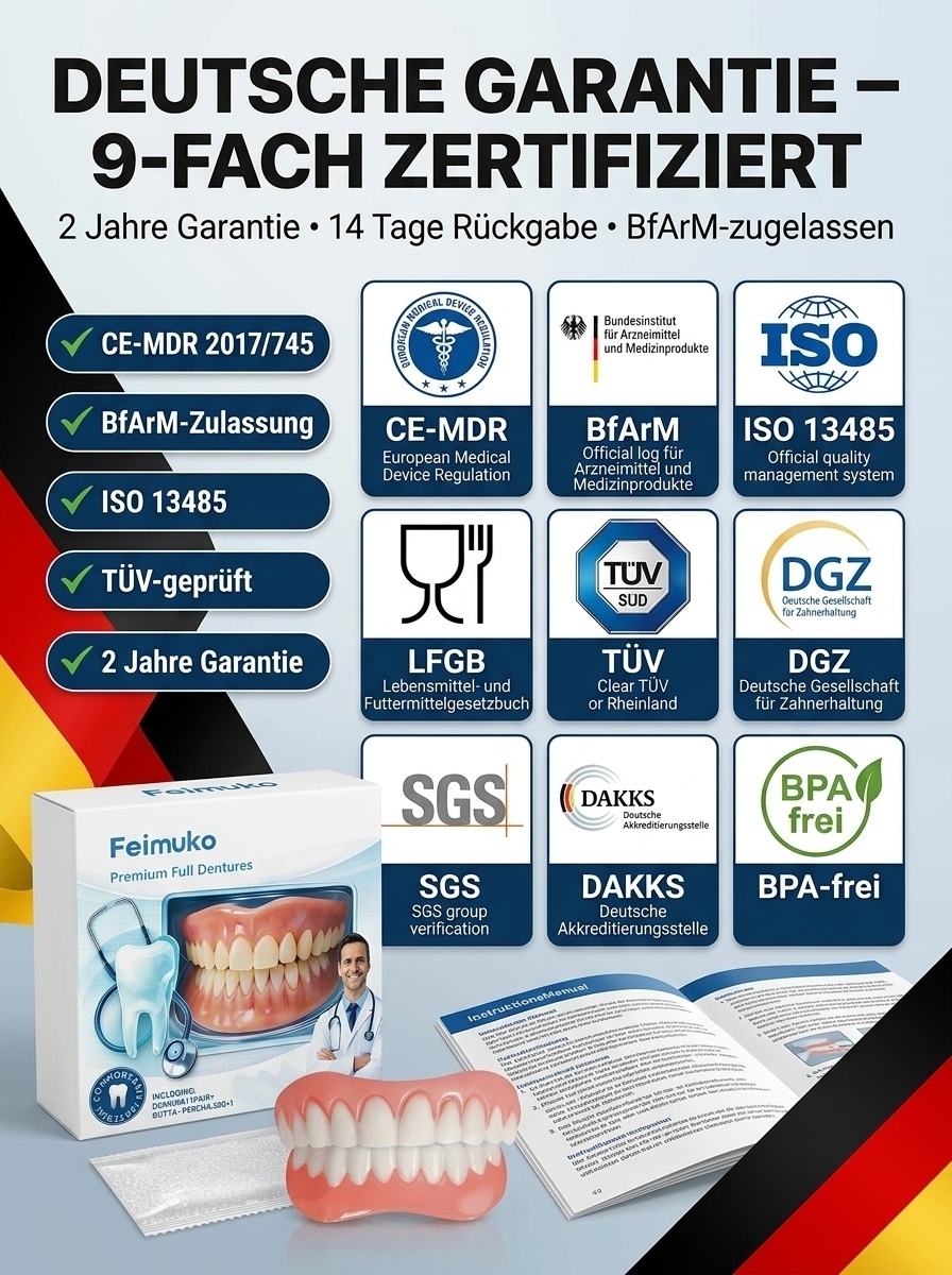 In 1 Min. perfekt sitzend | Ohne Kleber, Zahnarzt oder Termin!【Zahnarzt empfohlen】Anpassungsfähiges Zahnersatz-Set