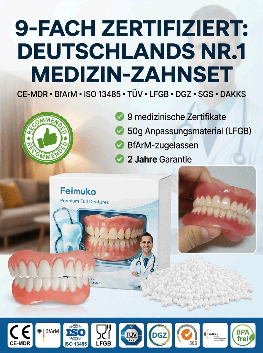In 1 Min. perfekt sitzend | Ohne Kleber, Zahnarzt oder Termin!【Zahnarzt empfohlen】Anpassungsfähiges Zahnersatz-Set