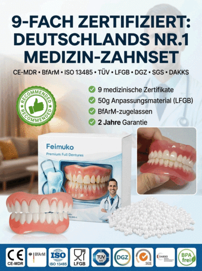 In 1 Min. perfekt sitzend | Ohne Kleber, Zahnarzt oder Termin!【Zahnarzt empfohlen】Anpassungsfähiges Zahnersatz-Set