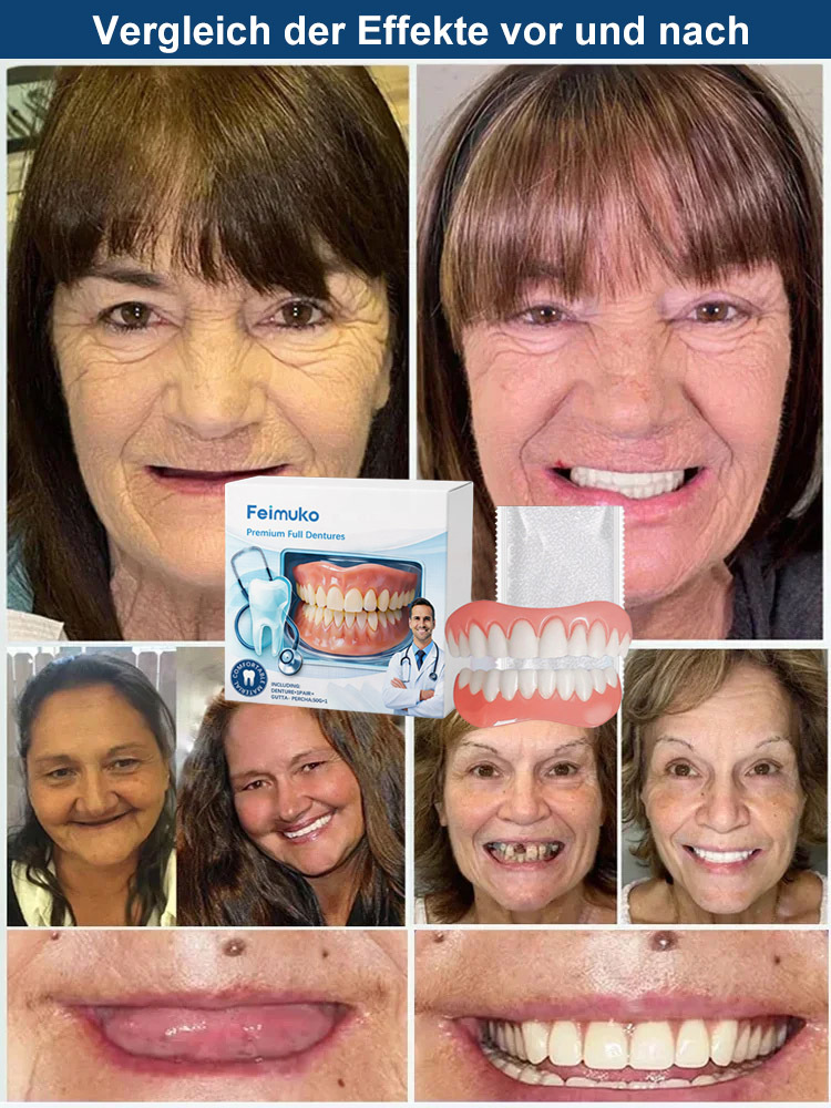 In 1 Min. perfekt sitzend | Ohne Kleber, Zahnarzt oder Termin!【Zahnarzt empfohlen】Anpassungsfähiges Zahnersatz-Set