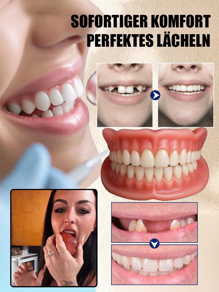 【100 % anpassbares Zahnprothesen-Set – sitzt perfekt】 Rutscht nicht leicht, passt natürlich und perfekt