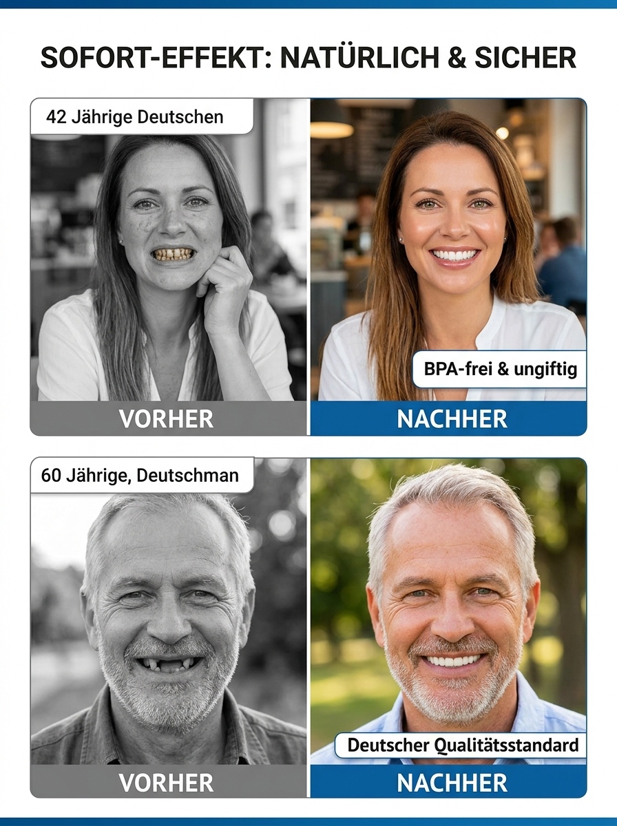 In 1 Min. perfekt sitzend | Ohne Kleber, Zahnarzt oder Termin!【Zahnarzt empfohlen】Anpassungsfähiges Zahnersatz-Set