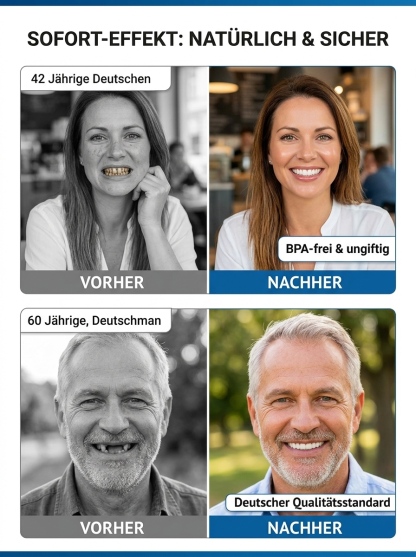 In 1 Min. perfekt sitzend | Ohne Kleber, Zahnarzt oder Termin!【Zahnarzt empfohlen】Anpassungsfähiges Zahnersatz-Set