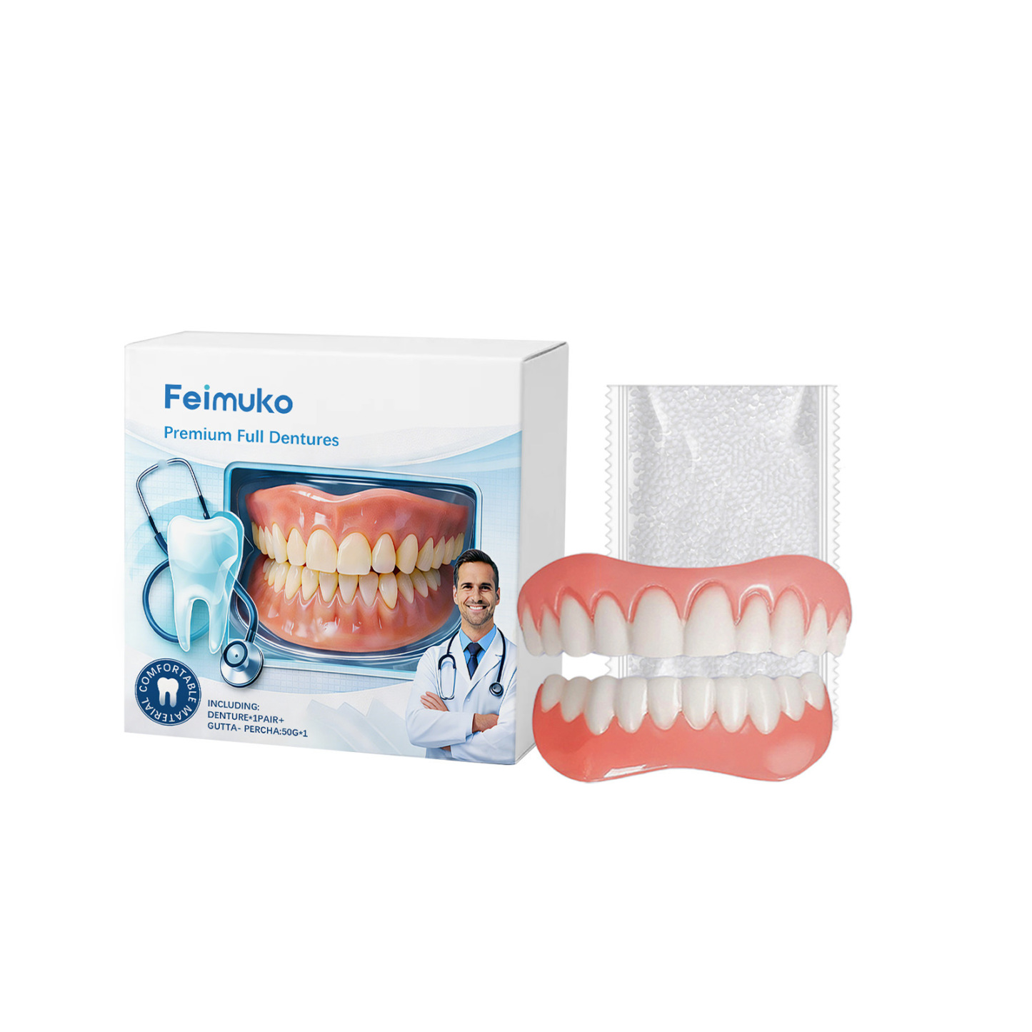 In 1 Min. perfekt sitzend | Ohne Kleber, Zahnarzt oder Termin!【Zahnarzt empfohlen】Anpassungsfähiges Zahnersatz-Set