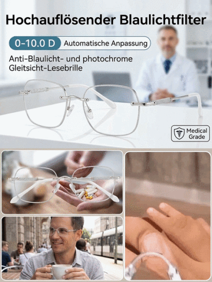 [Jena Optik Technologie] Intelligente Zoom-Gleitsichtbrille | Hochwertige Geschenkbox Lesebrille I Automatische Schärfe für Nah + Fern | 4-in-1 inkl. Sonnenbrille + Blaulichtfilter 👓☀️