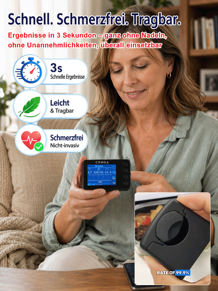 Ganz ohne Nadelstich! Fingertip-Pulsoximeter 🚀 Blutzucker, Blutdruck & Sauerstoff in 3s prüfen!