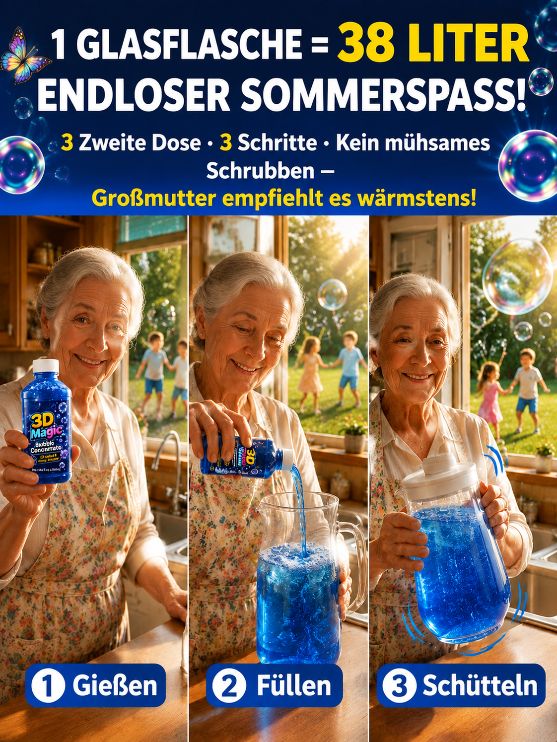 Topacme® Super 3D-Zauberblasen-Konzentrat – Tier- & Ozean-Fantasie-Motto