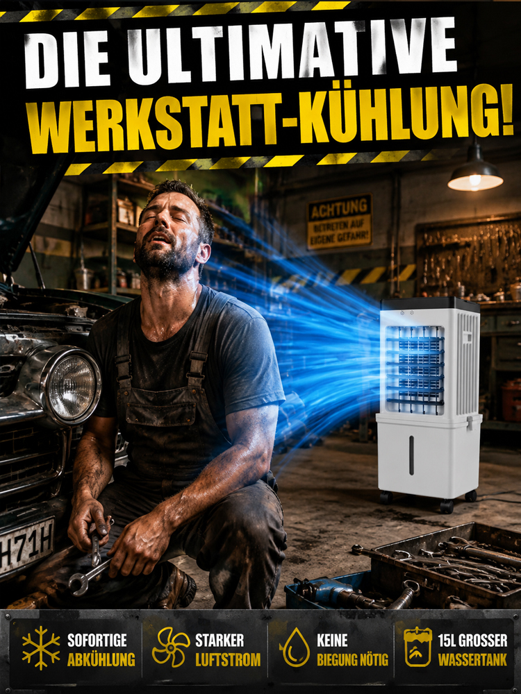 Mobile Eis-Klimaanlage mit 15L Doppel-Tank ❄️ 3-Sekunden Sofortkühlung auf 6°C | Kein Bohren, kein Schlauch, kein Kompressor