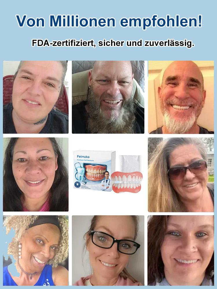 In 1 Min. perfekt sitzend | Ohne Kleber, Zahnarzt oder Termin!【Zahnarzt empfohlen】Anpassungsfähiges Zahnersatz-Set