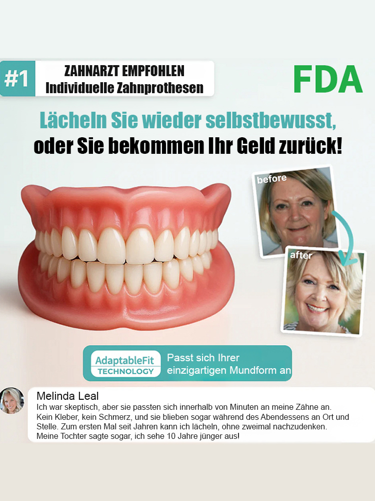 【100 % anpassbares Zahnprothesen-Set – sitzt perfekt】 Rutscht nicht leicht, passt natürlich und perfekt