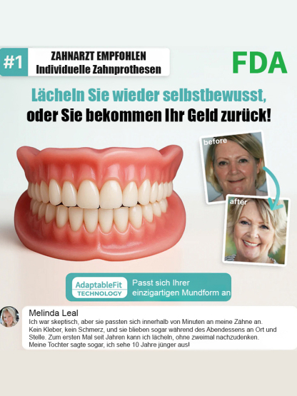 【100 % anpassbares Zahnprothesen-Set – sitzt perfekt】 Rutscht nicht leicht, passt natürlich und perfekt