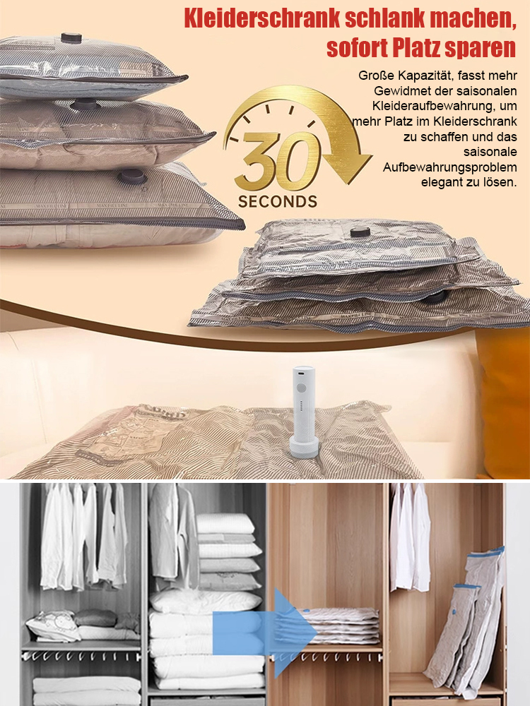 【USB-Elektropumpe】Vakuum-Kompressions-Aufbewahrungsbeutel✨️Schluss mit dem Kleiderschrank-Chaos – Jetzt 3x mehr Platz!🎇