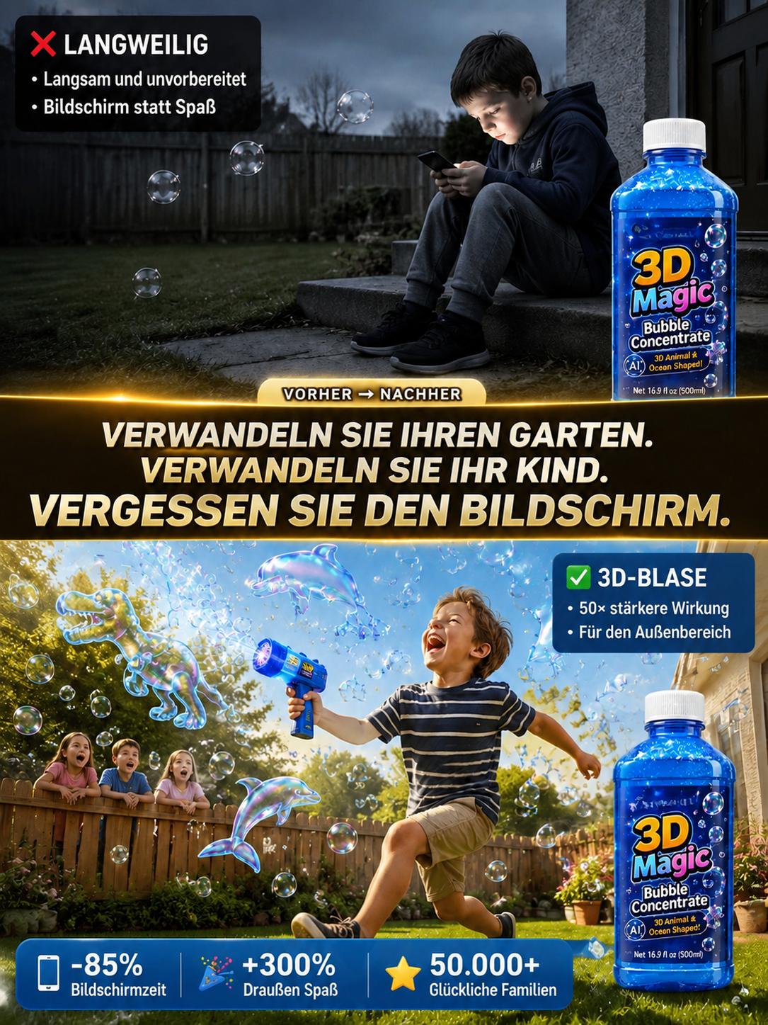 Topacme® Super 3D-Zauberblasen-Konzentrat – Tier- & Ozean-Fantasie-Motto