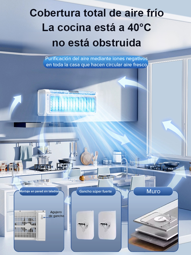 【Sin unidad exterior, instalación libre de perforaciones】Aire acondicionado de pared para uso doméstico, frío y calor