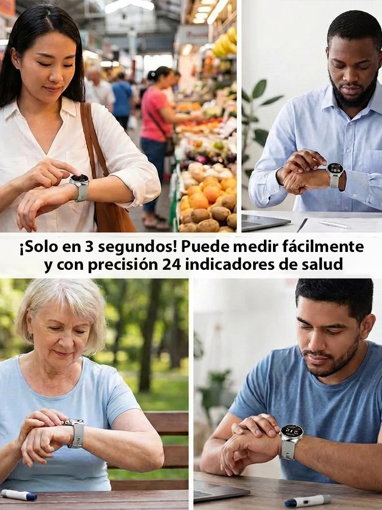 【¡Adiós a los Piquetes!】¡El reloj inteligente de salud de última generación: Medición SinDolor 5 en 1! ¡Mediciones gratuitas de por vida!