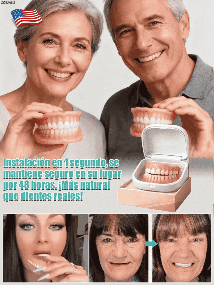 ¡Sin pegamento, sin dentista y sin cita previa! | Ajuste perfecto en 1 minuto【Incluye estuche portátil para dentaduras postizas】 Dentaduras postizas para recuperar tu sonrisa