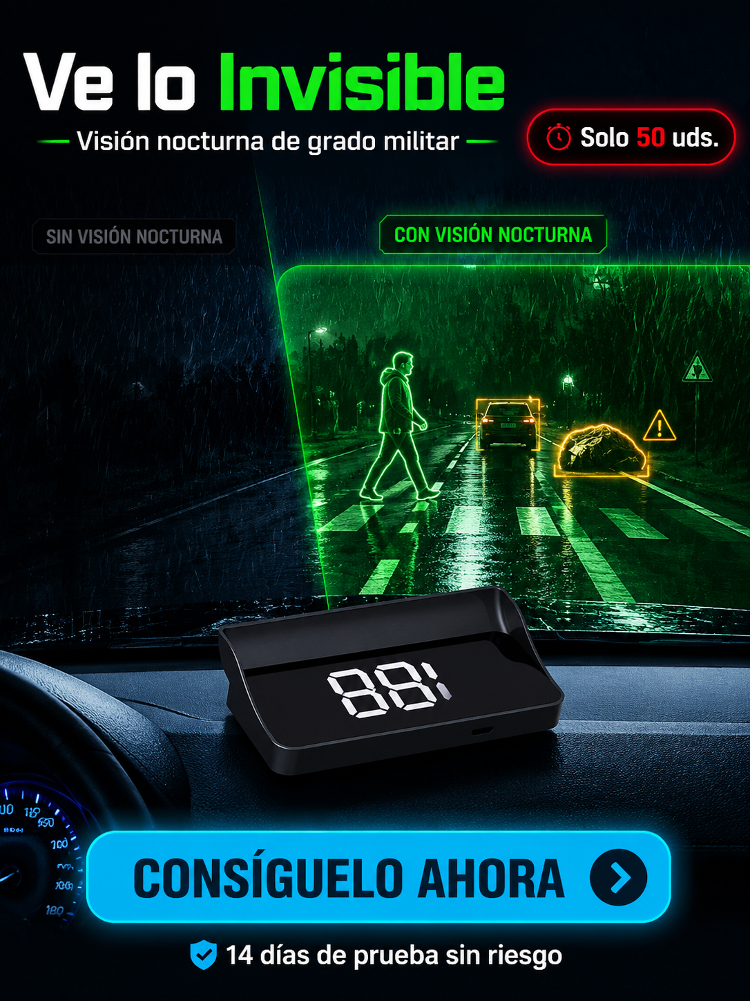 ¡En solo 1 segundo, cualquier auto se convierte en un Navegador con IA!【Copiloto Inteligente HUD】Queda perfecto en cualquier vehículo, ya sea auto, SUV, pickup o camper