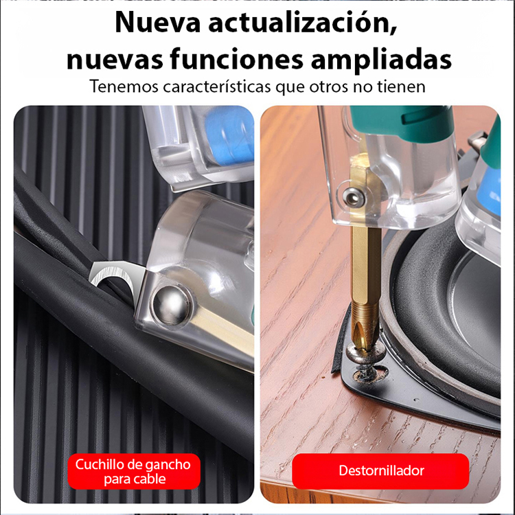 【¡Una sola pieza con ¡14 funciones!】Alicate plegable, probador eléctrico, desarmador y pelacables… ¡todo en uno!