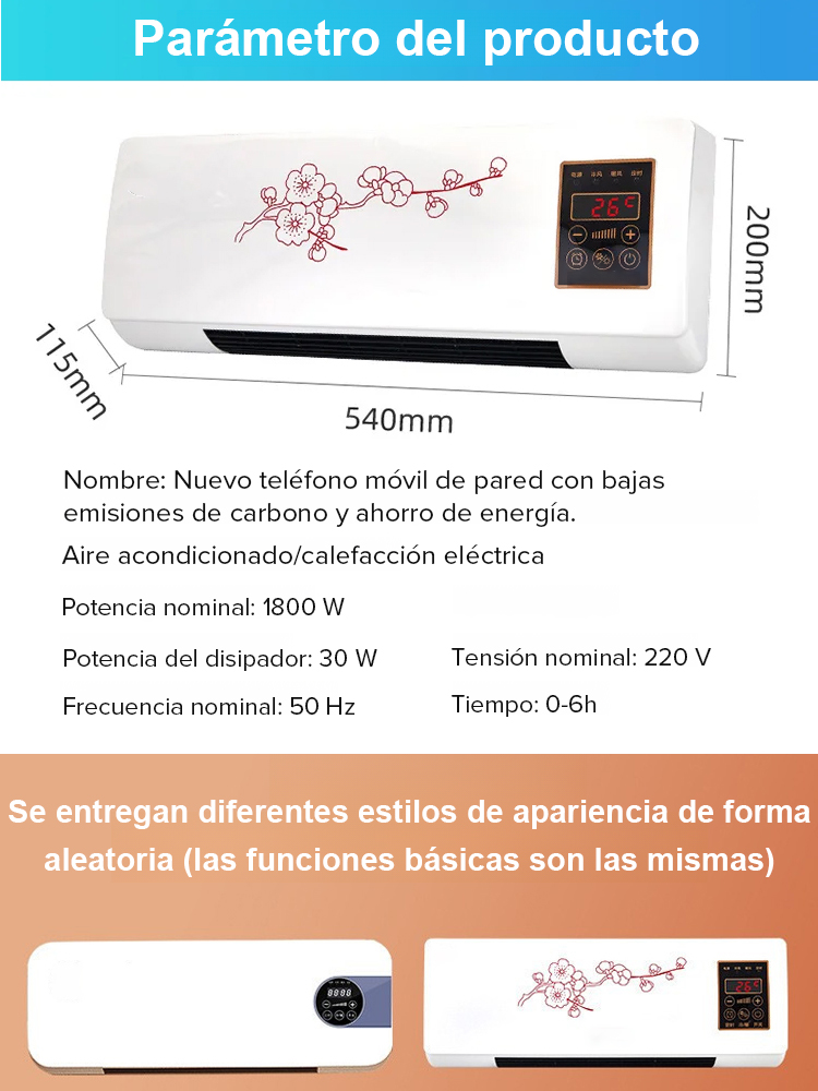 【Sin unidad exterior, instalación libre de perforaciones】Aire acondicionado de pared para uso doméstico, frío y calor