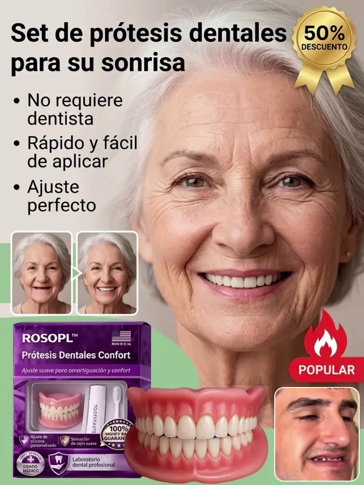 Dentadura en 1 Minuto! Set de dentaduras completas superior e inferior Sonrisa Confiada