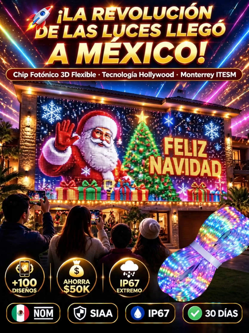 3D Holográfico Multicolor Cadena de Luces Matriciales | +100 Temas Dinámicos y Texto DIY | Instálalo en 1 min