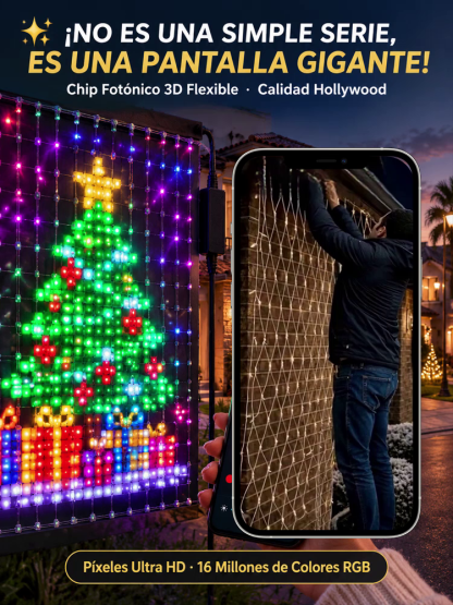 3D Holográfico Multicolor Cadena de Luces Matriciales | +100 Temas Dinámicos y Texto DIY | Instálalo en 1 min